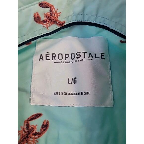 Aéropostale Men’s Lobster Print Shirt Blue/Red Long Sleeve Button Down L - Picture 4 of 5
